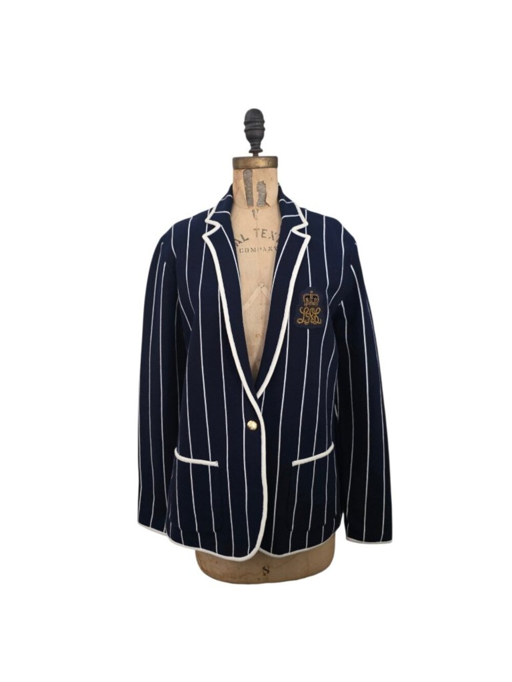 Lauren Ralph Lauren Bullion Crest Striped Blazer Jacket Navy XL
